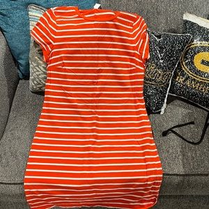 Orange and white striped dress